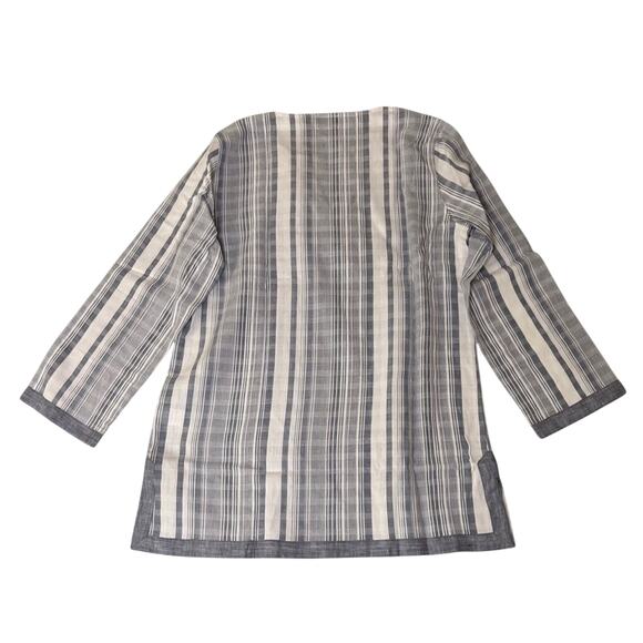 NWT UNTUCKit Romagana Tunic Top Blue White Stripe Cotton 3/4 Sleeve 6 - Picture 2 of 5
